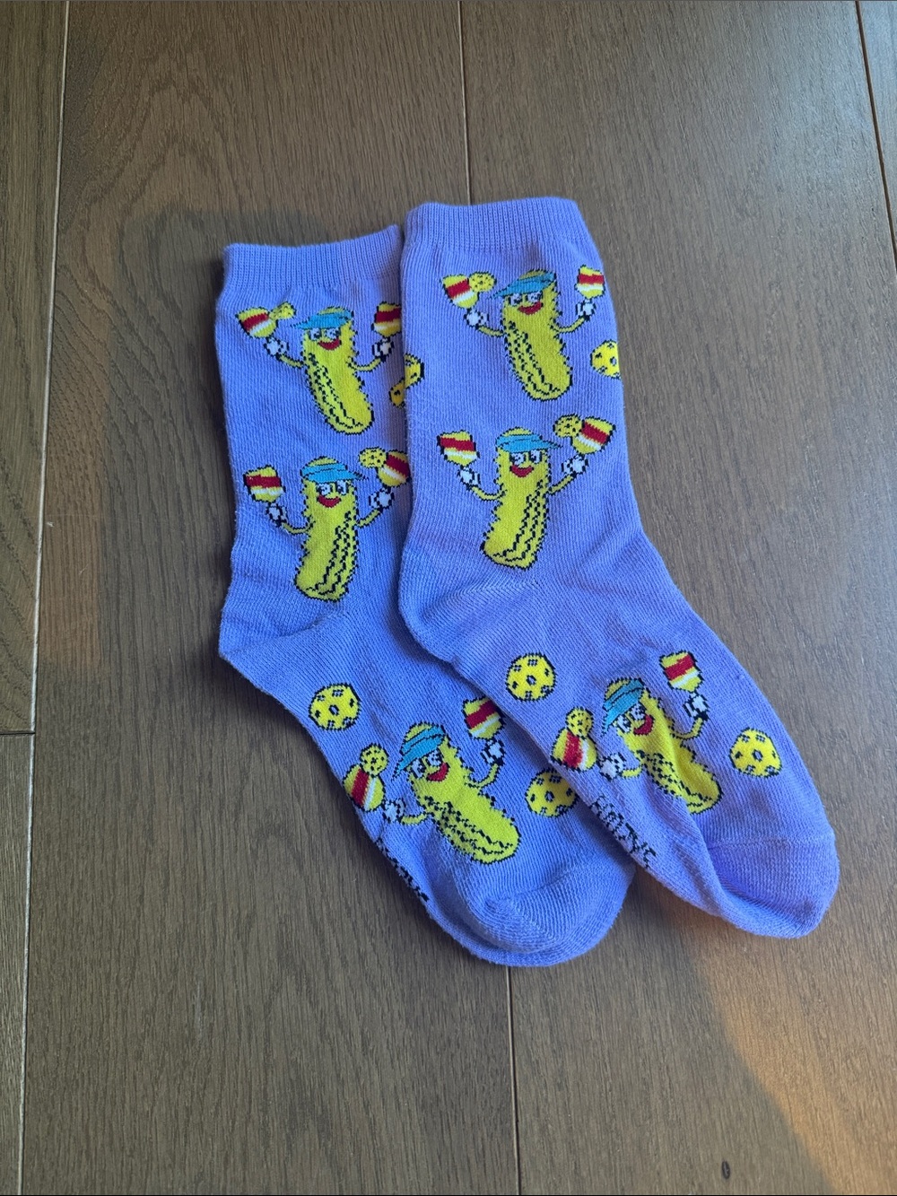 Purple Novelty Pickle Crew Socks - women